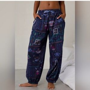 Out From Under Patterned Lounge Joggers Nwt Navy